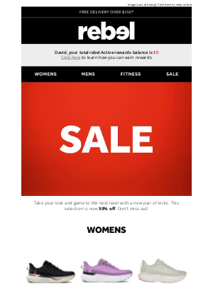 Rebel Sports (Australia) - 50% off selected footwear. Don't miss out!