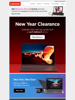Happy New Year email by Lenovo