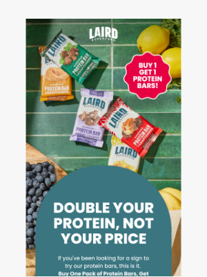 Laird Superfood - Buy 1, get 1 on all Protein Bars