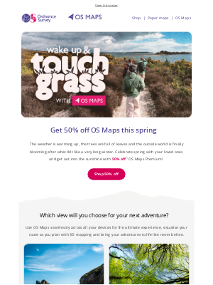 Ordnance Survey - 50% off OS Maps for spring adventures 🌅