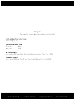 Northskull - Northskull : New customer profile notification