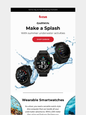 Focus Camera - Explore Garnin's wearable smartwatches for your underwater activities 🏊