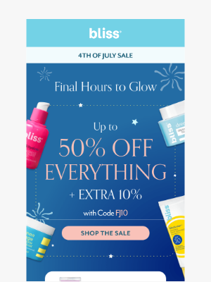 Bliss - Don't snooze! Up to 50% OFF ends at midnight