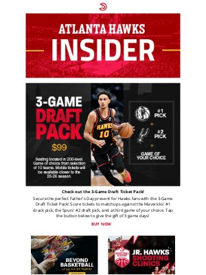 Atlanta Hawks - Score Big with Dad: 3-Game Draft Pack Inside! 🏀