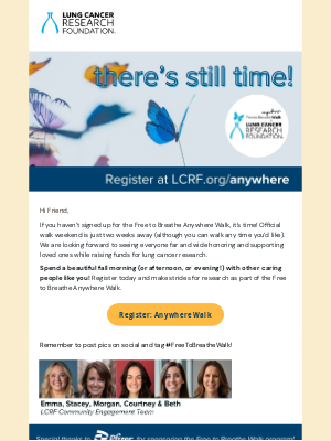 Lung Cancer Research Foundation - Are you ready for walk weekend?