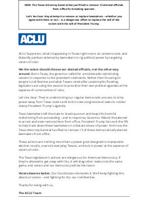 ACLU - Texas leaders are playing political games – and voters are paying the price