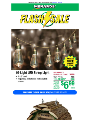 Menards - HOT DEALS from Menards PLUS 11% Rebate on Everything*!