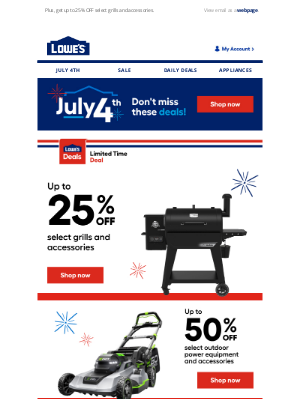 Lowes (Canada) - Up to 50% OFF! 4th of July celebrations start now