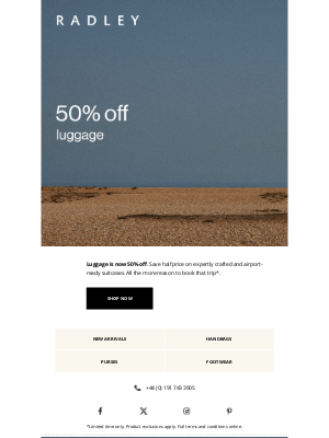 Radley (United Kingdom) - 50% off luggage starts now