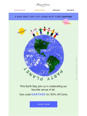 Paperless Post - 2 days only: Take 20% off Coins