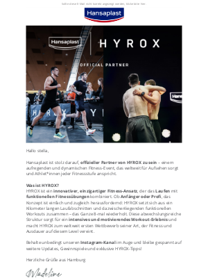 stella, Hansaplast ist Partner von Hyrox 🏃🏼‍♂️