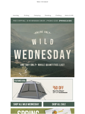 Cabela's (Canada) - TODAY ONLY: Wild Wednesday