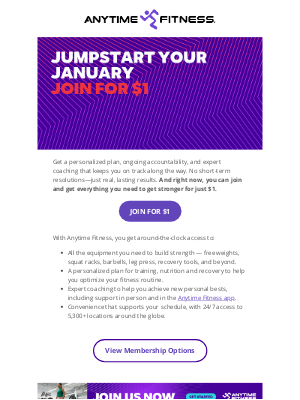 Anytime Fitness - Jumpstart January > Join for $1