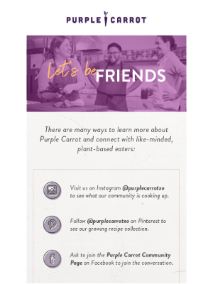 Onboarding email from Purple Carrot