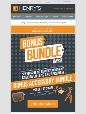 Henry’s - Bonus Bundle Days On Now + New from Canon