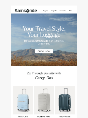 Samsonite - Explore Top Picks with Exclusive VIP Savings
