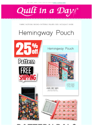 Quilt In A Day - Up to 40% off - Hemingway Pouch, Pattern Pals & Glisten by Sandy Gervais