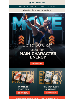 Myprotein (United Kingdom) - Up to 50% off | Unlock Your Main Character Energy