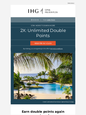 Intercontinental Hotel Group - Unlimited 2X points is on 💥