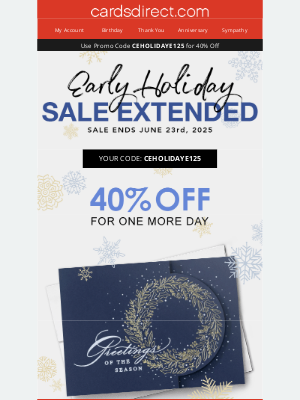 CardsDirect - EXTENDED: 40% Off Early Holiday Sale Continues Til Midnight!