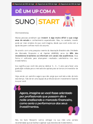 Suno (Brazil) - [Última chance] Investidor(a), tenha ajuda de uma equipe de investimentos