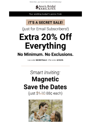 Anns Bridal Bargains - New Save the Date Magnets. 88¢ 😯