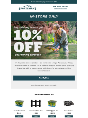 Sportsman’s Warehouse - Get 10% Off Your Fishing Purchase w/ Fishing License at Sportsman's!