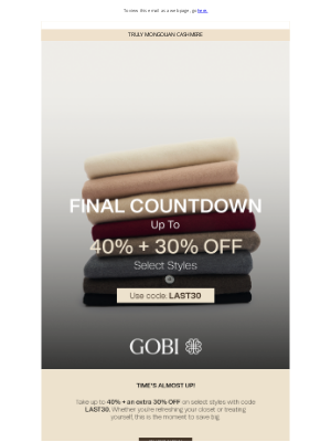 Gobi Cashmere - ENDING SOON | Up to 40% + 30% with code LAST30