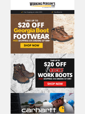 Working Person's Store - Take Up To $20 Off Rocky & Georgia Boots For Father's Day