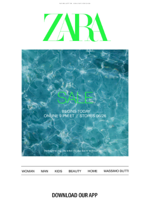 Zara USA - SALE | Tonight at 9 pm ET online