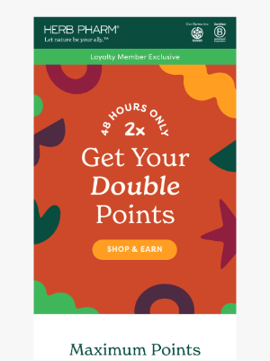 Herb Pharm - ✌️ Double down on rewards. 2x point days are back!