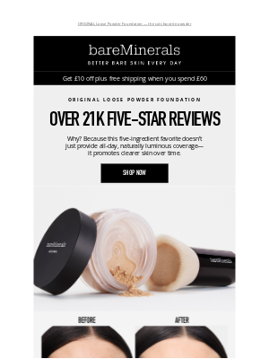 Over 21K five-star reviews + £10 off