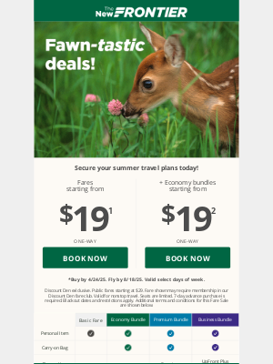 Frontier Airlines - DOE-N'T MISS OUT: $19 fares are heating up summer travel 🔥+ travel from 2,500 miles!