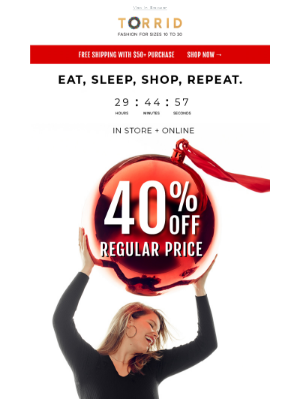 Black Friday email campaign from Torrid
