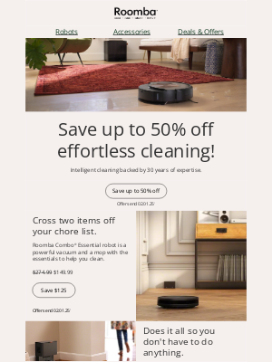 iRobot - Starting now: up to 50% off sitewide!