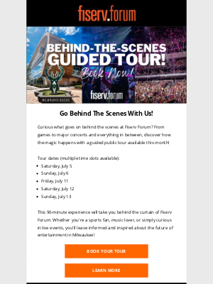 Milwaukee Bucks - Book A Fiserv Forum Tour Today!
