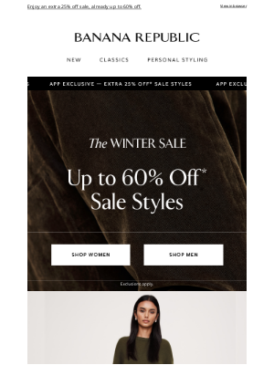 Banana Republic USA - You deserve our Winter Sale app exclusive