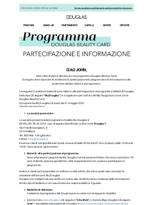 Profumerie Douglas (Italy) - Le tue condizioni di partecipazione al programma My Douglas