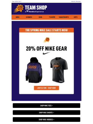 Phoenix Suns - NIKE SPRING SALE STARTS NOW: 20% Off Select Gear