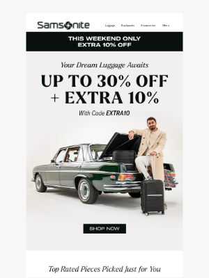 Samsonite - Up to 30% Off + Extra 10% Off This Weekend Only