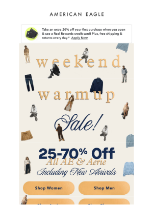 American Eagle Outfitters - Stephane, 25-70% OFF ALL AE & AERIE, including 100s of new arrivals