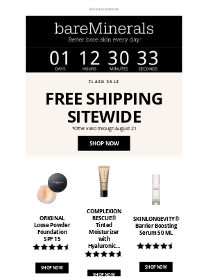 bareMinerals - 48HRs only 📣 free shipping sitewide