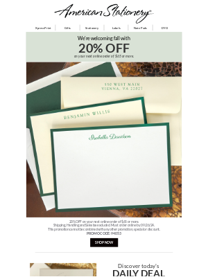 American Stationery - It's officially fall! 🍁 Celebrate with 20% off