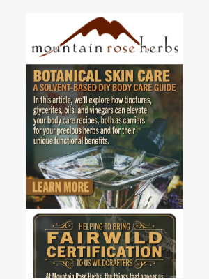 Mountain Rose Herbs - A Solvent-Based Guide to DIY Body Care