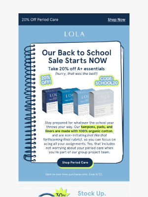 LOLA - Take 20% off A+ essentials