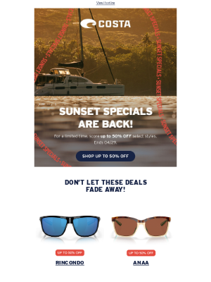 Costa Sunglasses - Enjoy Up to 50% OFF select gear