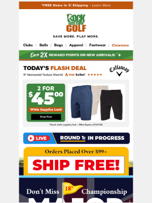 Rock Bottom Golf - 👟Save 25% INSTANTLY On Footwear w/ 🏆⛳ MAJOR SAVINGS for The Open!