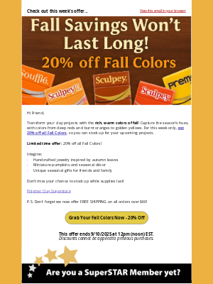 Autumn Colors, Amazing Savings – 20% Off This Week!