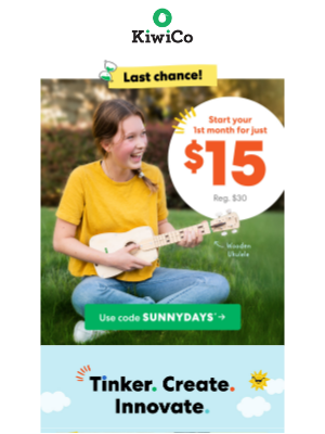 Kiwi Co. - Hours Left! Start for just $15 first month (Reg. $30)