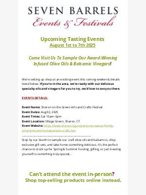 Seven Barrels - This Week’s Tasting Events Inside 🫒🍾